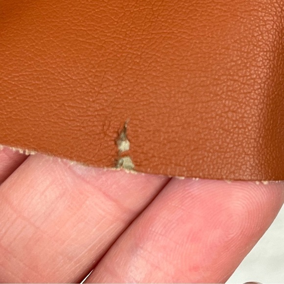 Caramel Brown Faux Leather Mini Skirt Size Small Skater Back Zipper - Picture 11 of 16